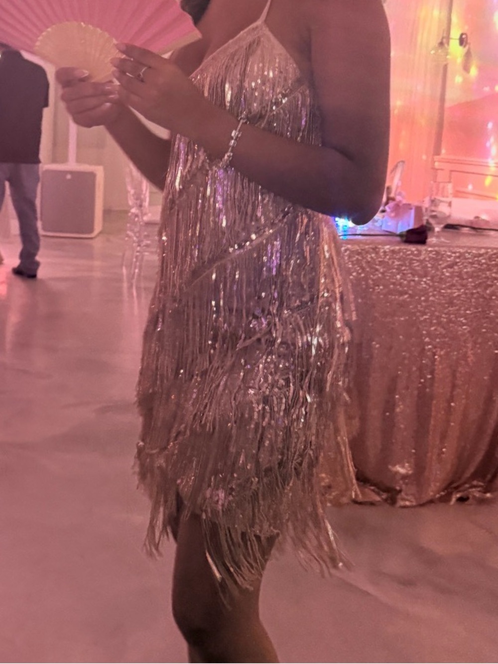 SHEIN champagne Sequin Fringe Slip Dress - Picture 3 of 3